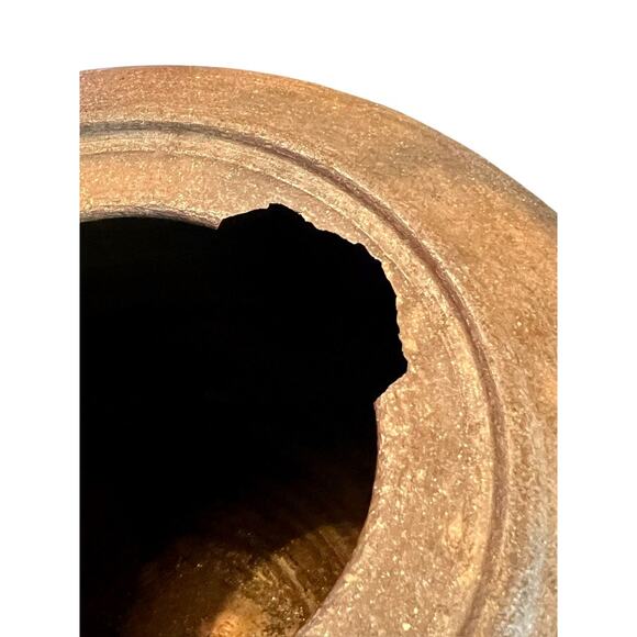 Carol Green Studio Pottery Lidded Jar-Bronze Vine Finial-Art-Raku Clay-Wabi Sabi - Picture 7 of 10